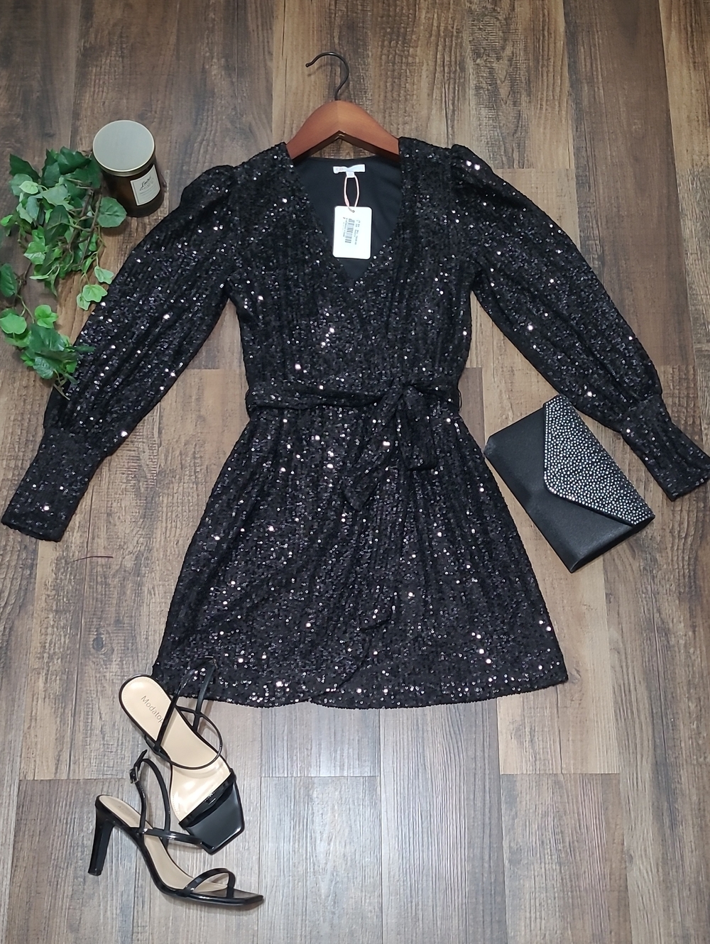 Black Sequin Mini Dress  NWT